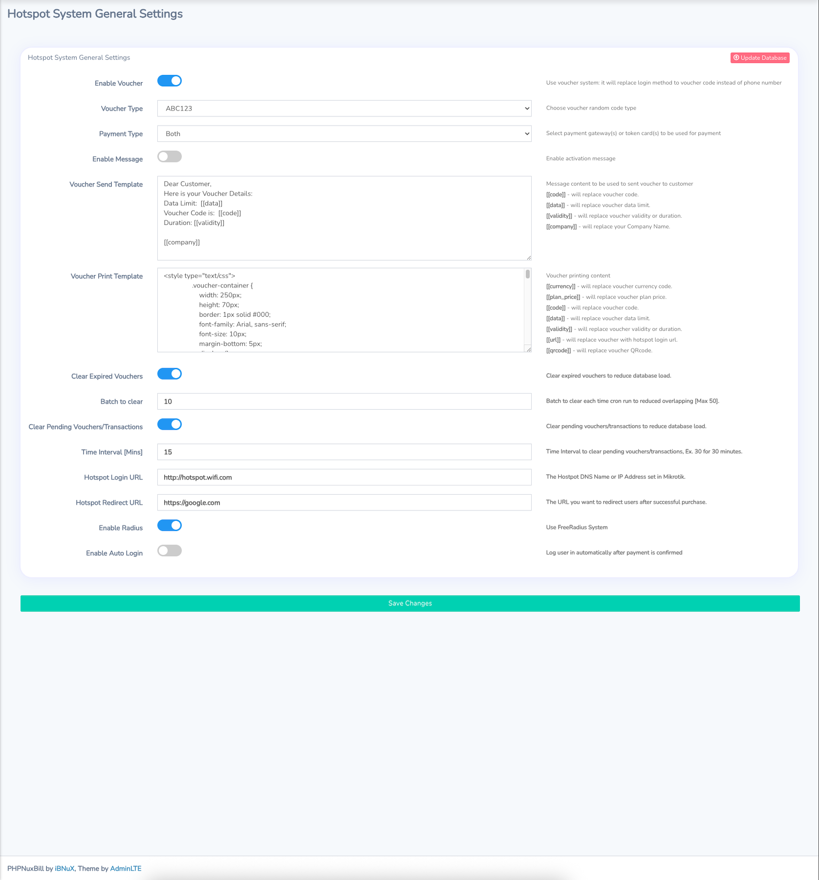 Settings Page